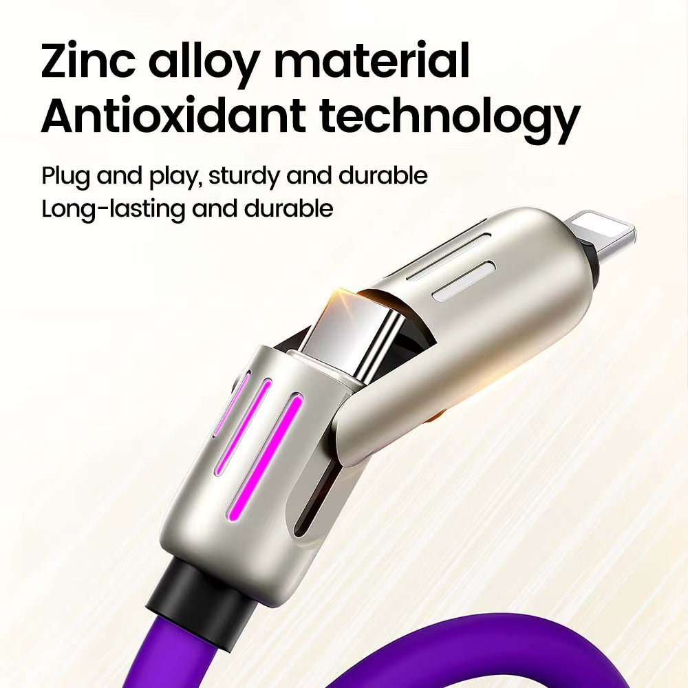 240W 4 in 1 USB C Fast Charging Cable USB to Lightning Data Cable Dual Type C Fast Charger Cable for Iphone 15 Samsung Xiaomi